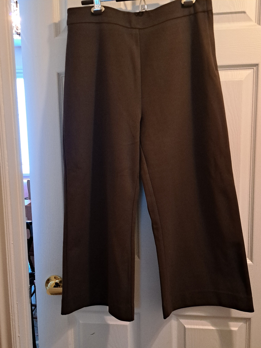 Pink Martini Classic Cropped Wide-Leg Pants in Brown Medium